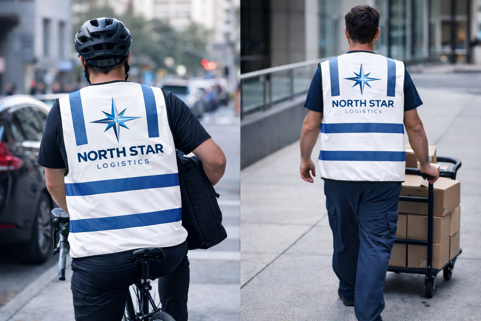 Messengers walking and biking